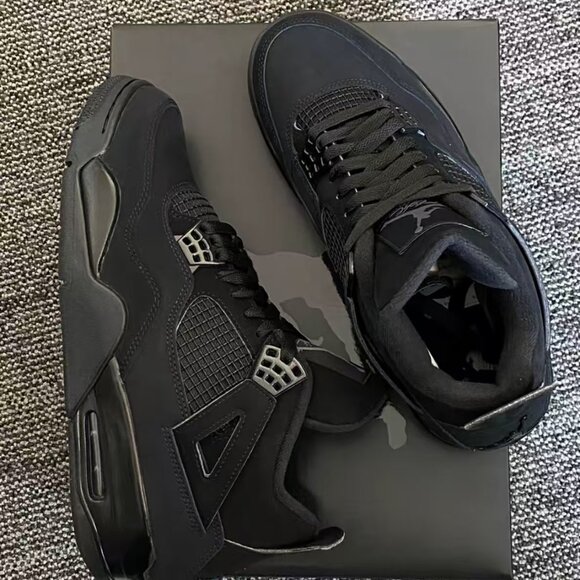 Men's Air Jordan 4 Retro 'Black Cat' Black Anthracite - Authentic Brand New - Picture 5 of 5